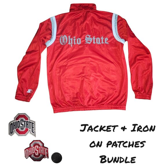 Ohio State University Buckeyes Starter Jacket bundle with 2 patches - Picture 1 of 5